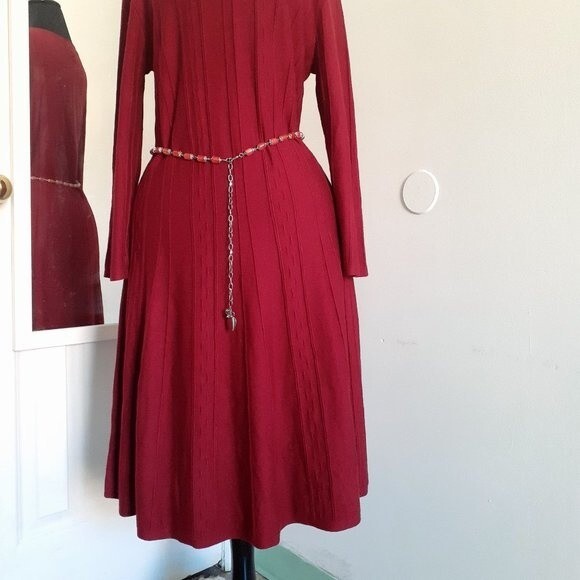 Dana Buchman Viva Wine Red A-Line Silhouette Flowy 3/4 Sleeve Midi Dress Med NWT - Picture 4 of 15